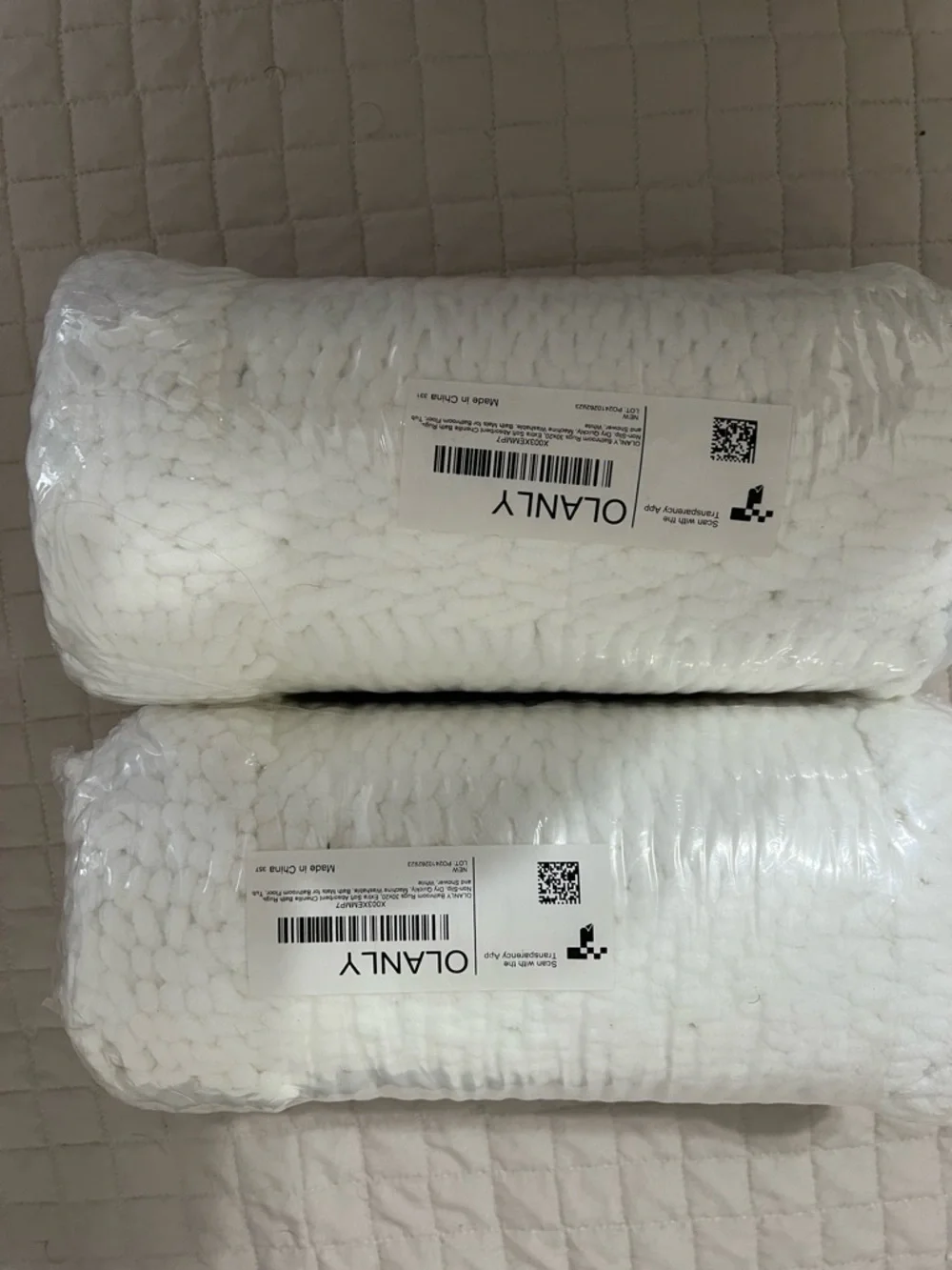 Olanly White Chunky Knit Bath Pillow - Plush Tub Support